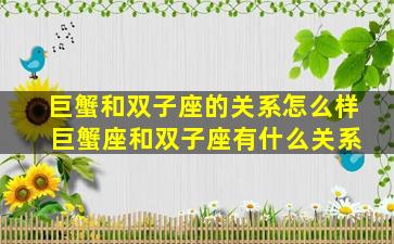 巨蟹和双子座的关系怎么样 巨蟹座和双子座有什么关系